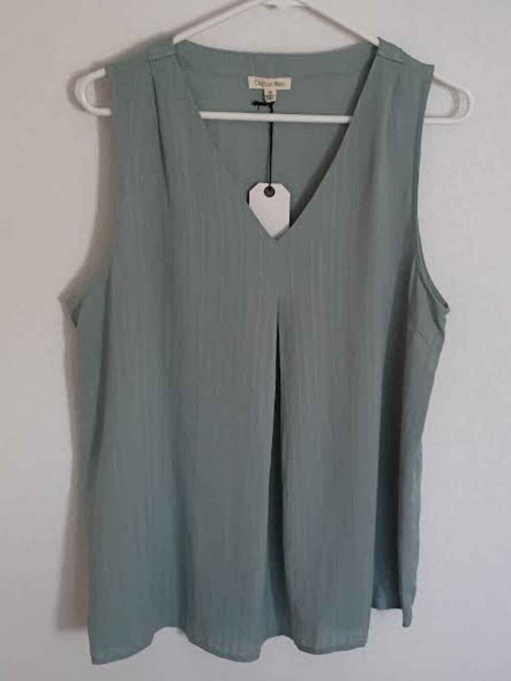 COTTON BLEU WOMEN'S TOP AQUA SLEEVELESS FRONT SHOULDER PLEATS SIZE MEDIUM NWT